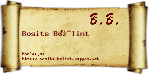 Bosits Bálint névjegykártya